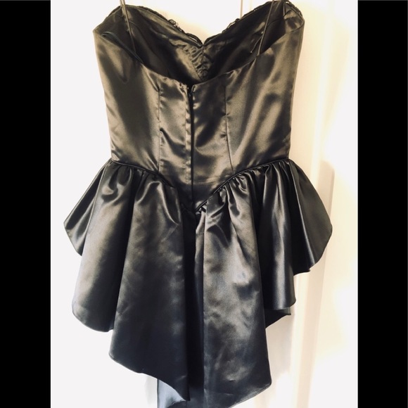 VTG 90s EXC Eve of Milady Black and white satin peplum gown Junior size 5 - Picture 9 of 14